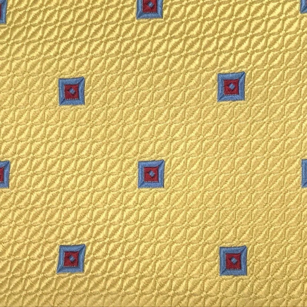 JOS A BANK Gold Yellow Squares Blue Red Geometric Tie Men's Elegant Necktie 4x58